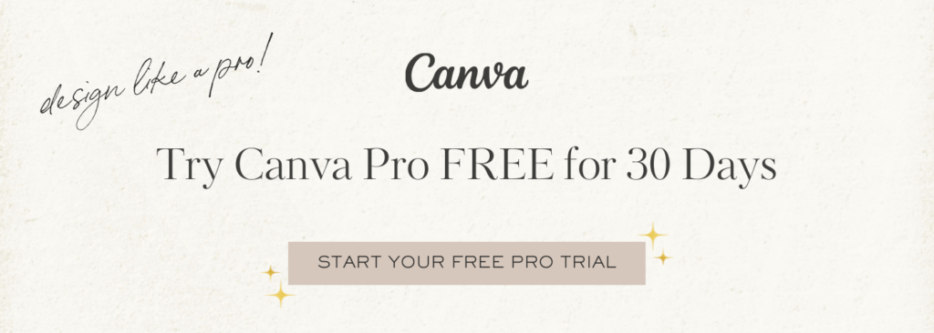Affiliate link banner for Canva Pro 30 day free trial
