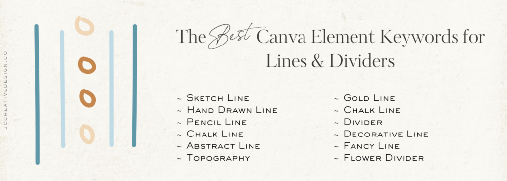 List of aesthetic Canva keywords for lines and dividers