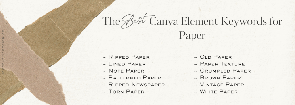 List of the best Canva element keywords for paper