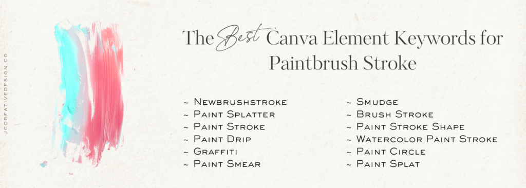 List of Canva aesthetic keywords for paintbrush stroke