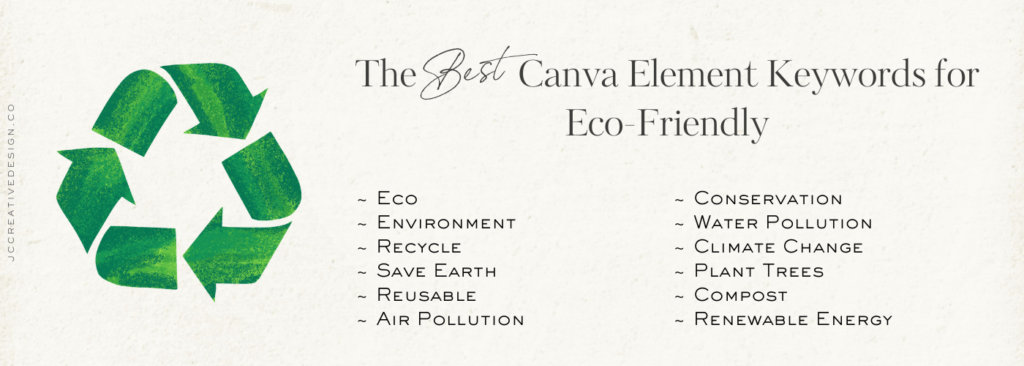 List of eco-friendly Canva element keywords