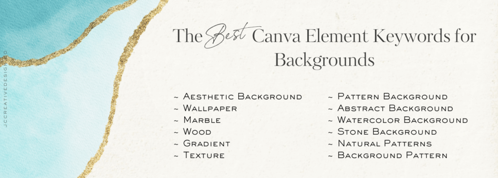 List of Canva element keywords for aesthetic backgrounds