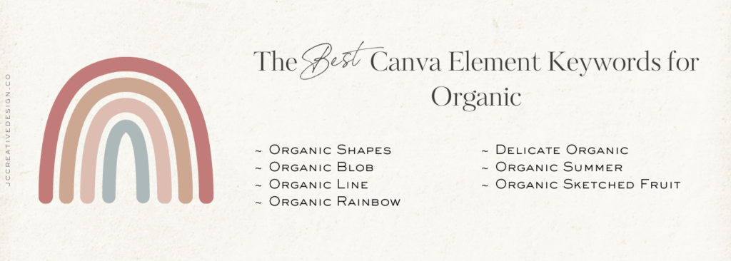 List of Canva elements keywords for organic elements