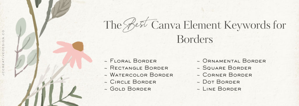 Free Canva keywords list for borders